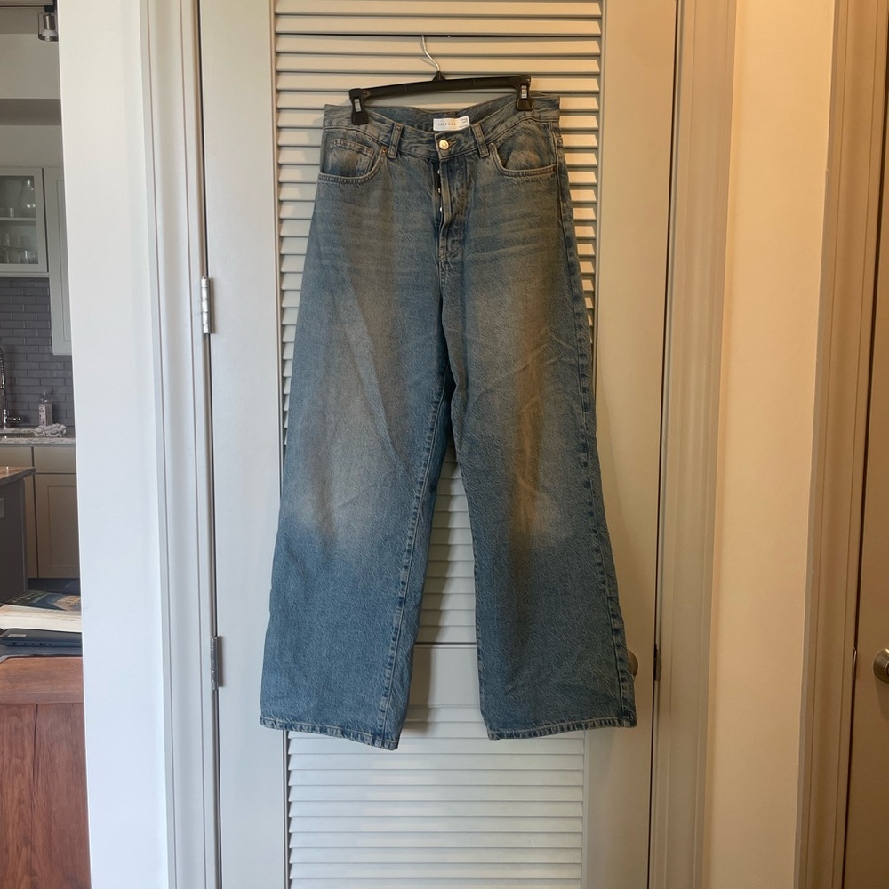 Topshop Denim Jeans with Tan Stitching